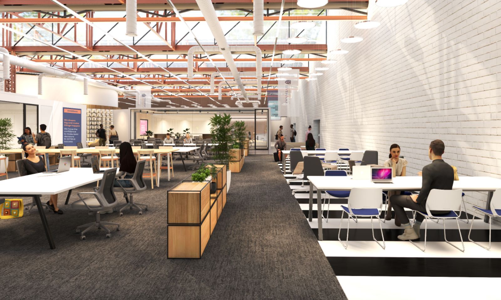 Inside, students will find bright and attractive spaces to collaborate and study